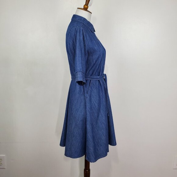Wonder Nation Girl's Belted Jean Chambray Button Front Dress Size XL (14-16) - Picture 7 of 14